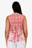 Giambattista Valli Red Embroidered Floral Silk Top Size 38