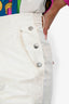 Hermès White Pleated Silver Buttons Short Size 34
