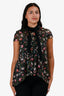 Erdem Black Multicolour Floral Tie Detail Sleeveless Top Size 4 US