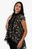 Erdem Black Multicolour Floral Tie Detail Sleeveless Top Size 4 US
