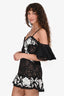 For Love & Lemons Black Lace Ruffle Mini Dress Estimated Size S