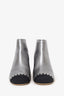 Salvatore Ferragamo Silver/Black Cap Toe Heeled Ankle Boots Size 8.5