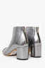 Salvatore Ferragamo Silver/Black Cap Toe Heeled Ankle Boots Size 8.5