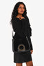 Salvatore Ferragamo Black Suede/Leather Logo Shoulder Bag
