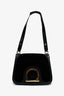 Salvatore Ferragamo Black Suede/Leather Logo Shoulder Bag