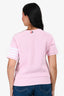 Thom Browne Pink Cotton Waffle White Striped Sleeve T-Shirt Size 3