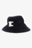 Celine Black Mohair Triomphe Bucket Hat