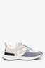 Pre-Loved Chanel™ Grey/White/Blue Suede and Fabric CC Low Top Sneakers Size 37