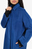 Weekend Max Mara Blue Alpaca/Wool Button Down Coat Size 14