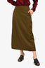 Jil Sander Olive Green Cotton/Linen Midi Skirt Size 34