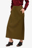 Jil Sander Olive Green Cotton/Linen Midi Skirt Size 34