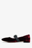 Miu Miu Burgundy Velvet Crystal Buckle Mary Janes Size 37.5