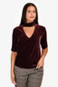Theory Burgundy Velvet Mock Neck Cut Out Top Size P