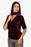 Theory Burgundy Velvet Mock Neck Cut Out Top Size P