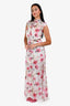 Haute Hippie Cream/Pink Floral Button Down Sleeveless Maxi Dress Size XS
