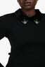 Sandro Black Ribbed Knit Velvet Collar Top Size 3