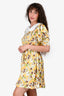 Miu Miu 2020 Yellow Floral Print Peter Pan Collar Short Sleeves Dress Size 42