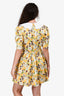 Miu Miu 2020 Yellow Floral Print Peter Pan Collar Short Sleeves Dress Size 42
