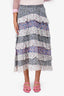 Maje Multicolour Floral Printed Tiered Midi Skirt Size 40