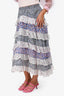 Maje Multicolour Floral Printed Tiered Midi Skirt Size 40