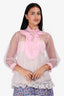 Prada 2017 Pink Sheer Ruffle Detail High Neck Top with Slip Size 42
