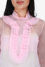 Prada 2017 Pink Sheer Ruffle Detail High Neck Top with Slip Size 42