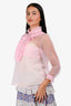 Prada 2017 Pink Sheer Ruffle Detail High Neck Top with Slip Size 42