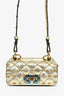 Valentino Gold Leather Rockstud Micro Bag with Strap