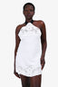 LPA White Cotten/Linen Eyelet Halter Mini Dress Size M