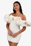 House of CB White Satin 'Selena' Ruffle Strapless Dress Size S