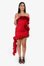 NBD Red Cotton Off-The-Shoulder Ruffled 'Wisteria' Mini Dress Size S