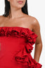 NBD Red Cotton Off-The-Shoulder Ruffled 'Wisteria' Mini Dress Size S