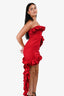 NBD Red Cotton Off-The-Shoulder Ruffled 'Wisteria' Mini Dress Size S