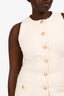 L'academie Cream Boucle Button Sleeveless 'Dapheen' Mini Dress Size M