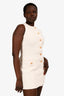 L'academie Cream Boucle Button Sleeveless 'Dapheen' Mini Dress Size M