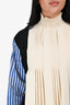 Prada 2020 Cream/Multicolour Striped Pleated Blouse Size 42