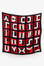 Hermès Red/White/Navy 'Lettres Au Carre' Twill Scarf 90