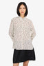 MaxMara Studio Silk Cream/Black Heart Printed Button Up Blouse Size 10