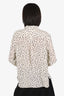 MaxMara Studio Silk Cream/Black Heart Printed Button Up Blouse Size 10