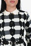 Gucci Black/White Cotton Patterned GG Button Midi Dress with Belt Size 38