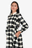 Gucci Black/White Cotton Patterned GG Button Midi Dress with Belt Size 38