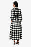 Gucci Black/White Cotton Patterned GG Button Midi Dress with Belt Size 38