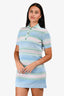 Pre-Loved Chanel™ Blue/Pink Striped Knit CC Button Polo Dress Size 34