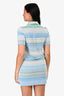 Pre-Loved Chanel™ Blue/Pink Striped Knit CC Button Polo Dress Size 34