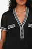 Pre-Loved Chanel™ Cotton Black Knit White Detail Pocket Mini Dress Size 36
