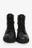 Fendi Black Leather Zucca Embossed Zip-Up Combat Boots Size 36.5