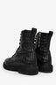 Fendi Black Leather Zucca Embossed Zip-Up Combat Boots Size 36.5