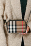 Burberry Brown Novacheck Canvas Black Leather Camera Crossbody
