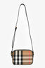 Burberry Brown Novacheck Canvas Black Leather Camera Crossbody