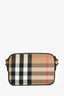 Burberry Brown Novacheck Canvas Black Leather Camera Crossbody